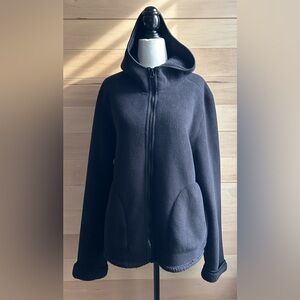Faded Glory, size XL (16 to 18), black, long sleeve, zipup Sherpa hoodie/pockets